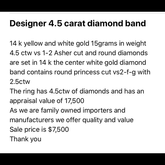 4.5ctw Designer 1 of a kind Diamond Band 14k 15gr! - Picture 4 of 4